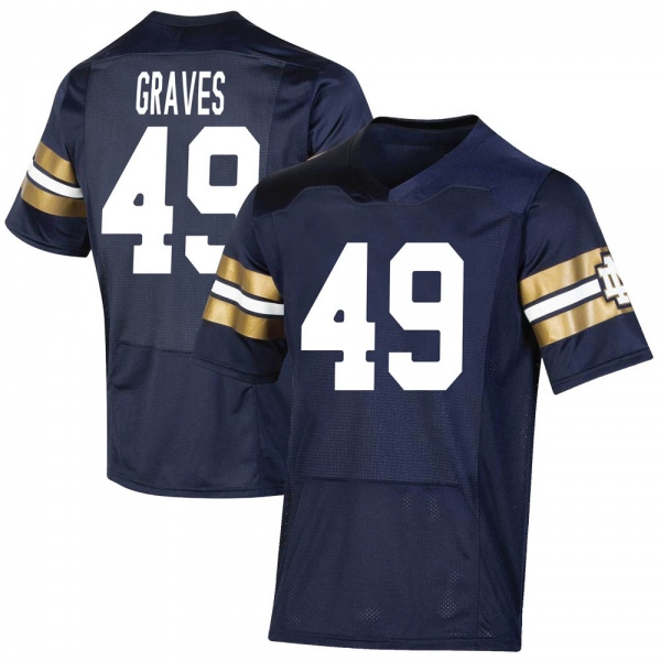 Mike Graves Notre Dame Fighting Irish NCAA Men's #49 Navy Premier 2021 Shamrock Series Replica College Stitched Football Jersey SYE0755IB